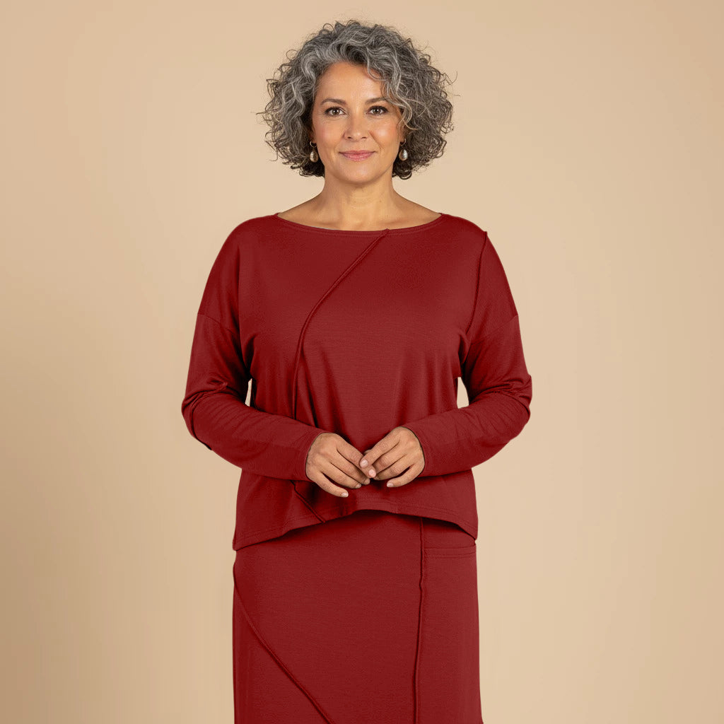 Shirt met zichtbare stiksels in stevige viscose - Boris Industries