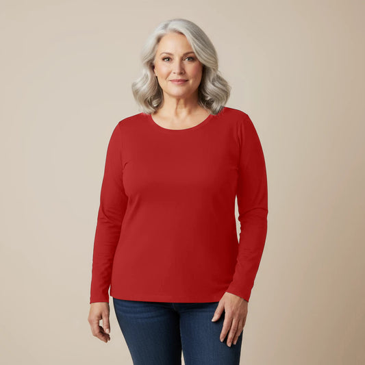 Shirt lange mouw katoenstretch rood – Boris Industries