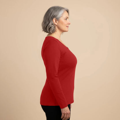 Shirt lange mouw katoenstretch rood – Boris Industries