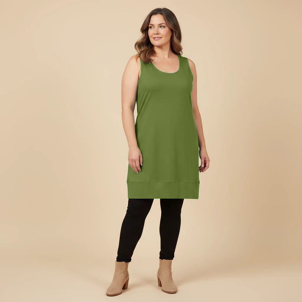 Lange ärmellose Tunika mit breitem Saum und Stretch – Boris Industries