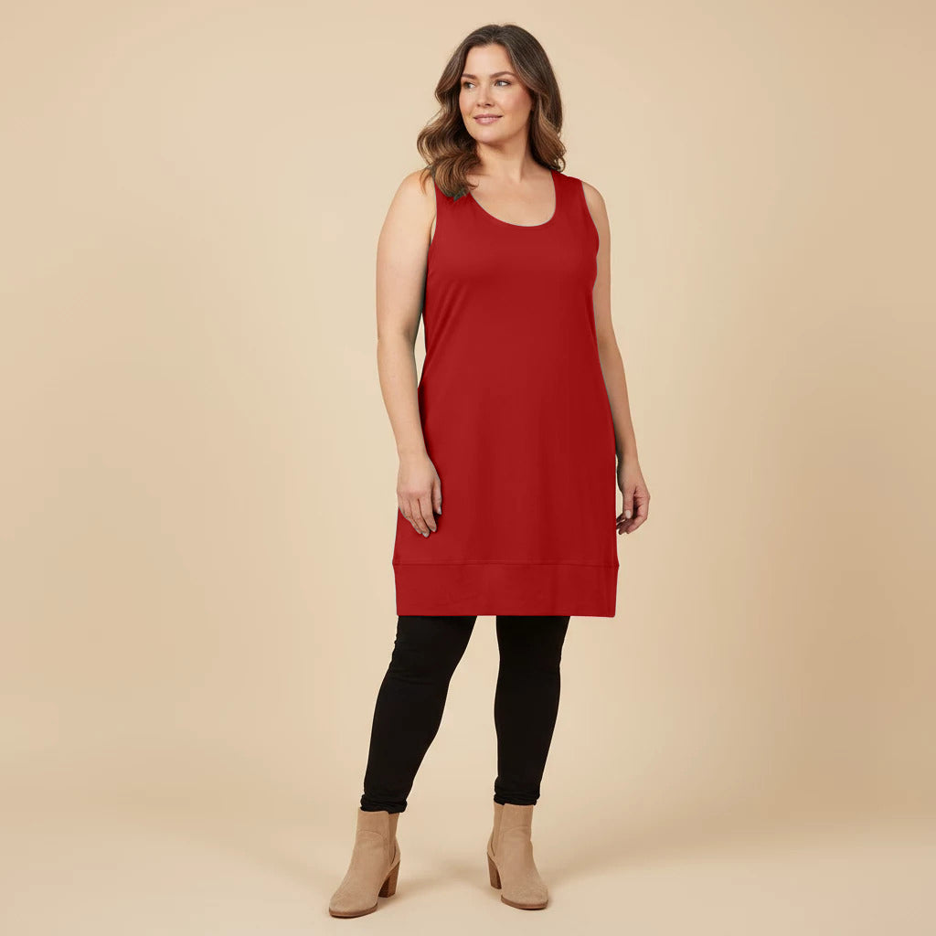 Lange ärmellose Tunika mit breitem Saum und Stretch – Boris Industries