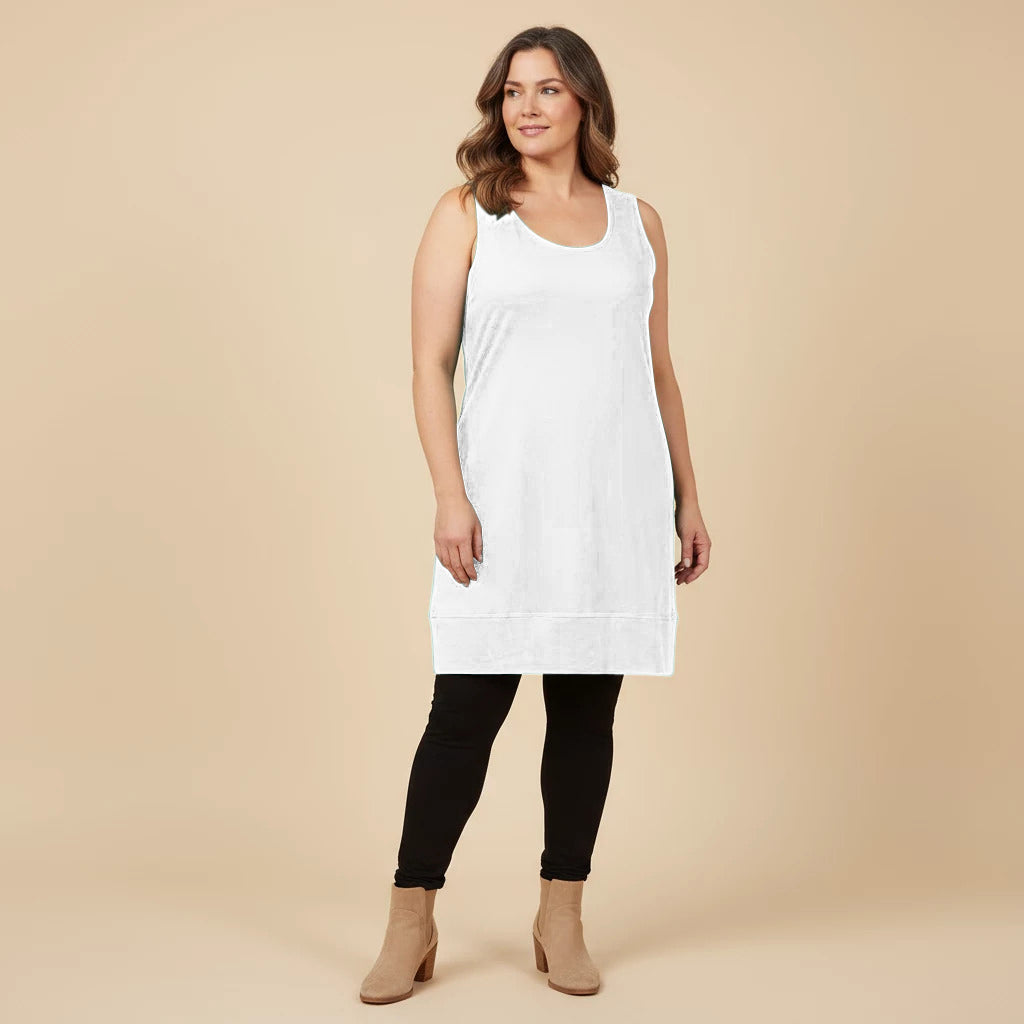 Lange ärmellose Tunika mit breitem Saum und Stretch – Boris Industries