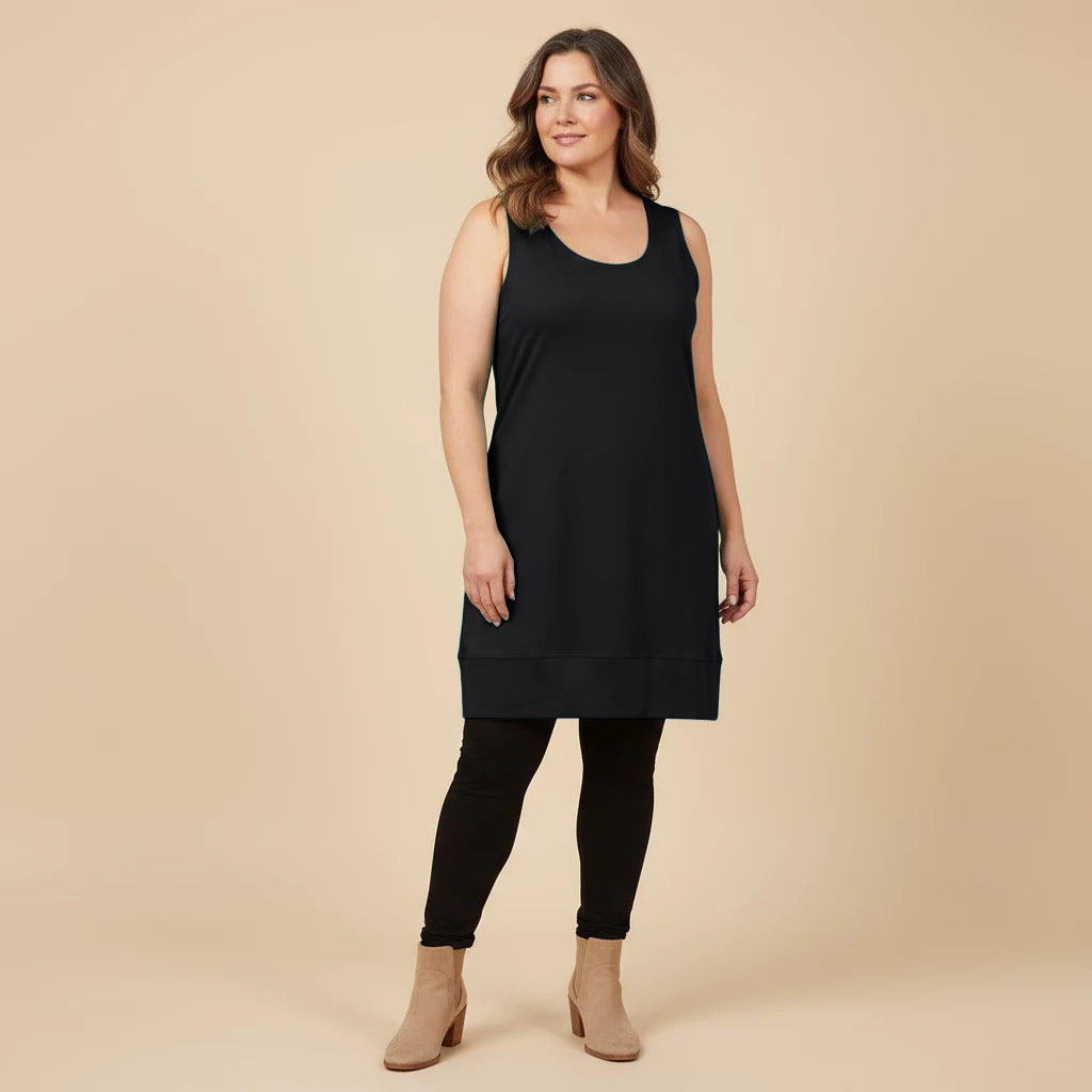 Lange ärmellose Tunika mit breitem Saum und Stretch – Boris Industries