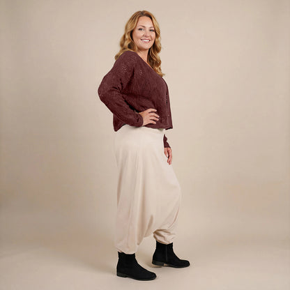 Harembroek katoen-stretch met bloemenprint – Boris Industries