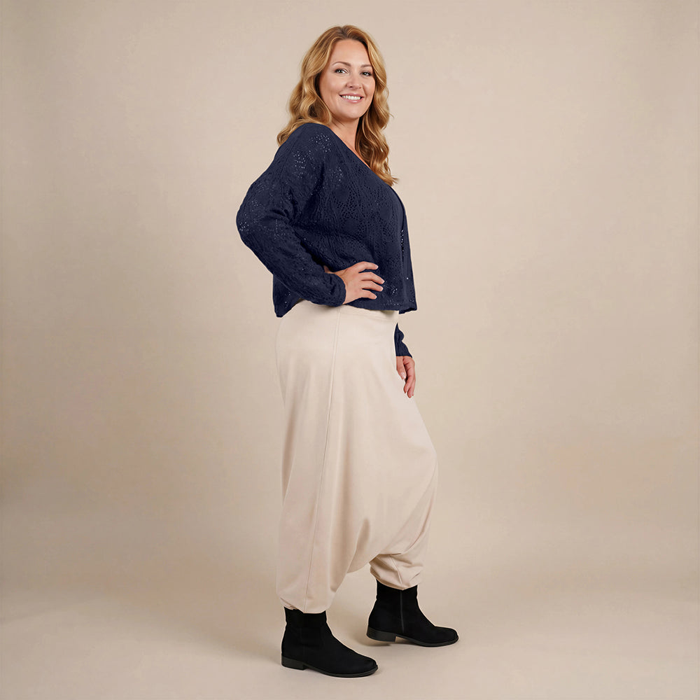 Harembroek katoen-stretch met bloemenprint – Boris Industries