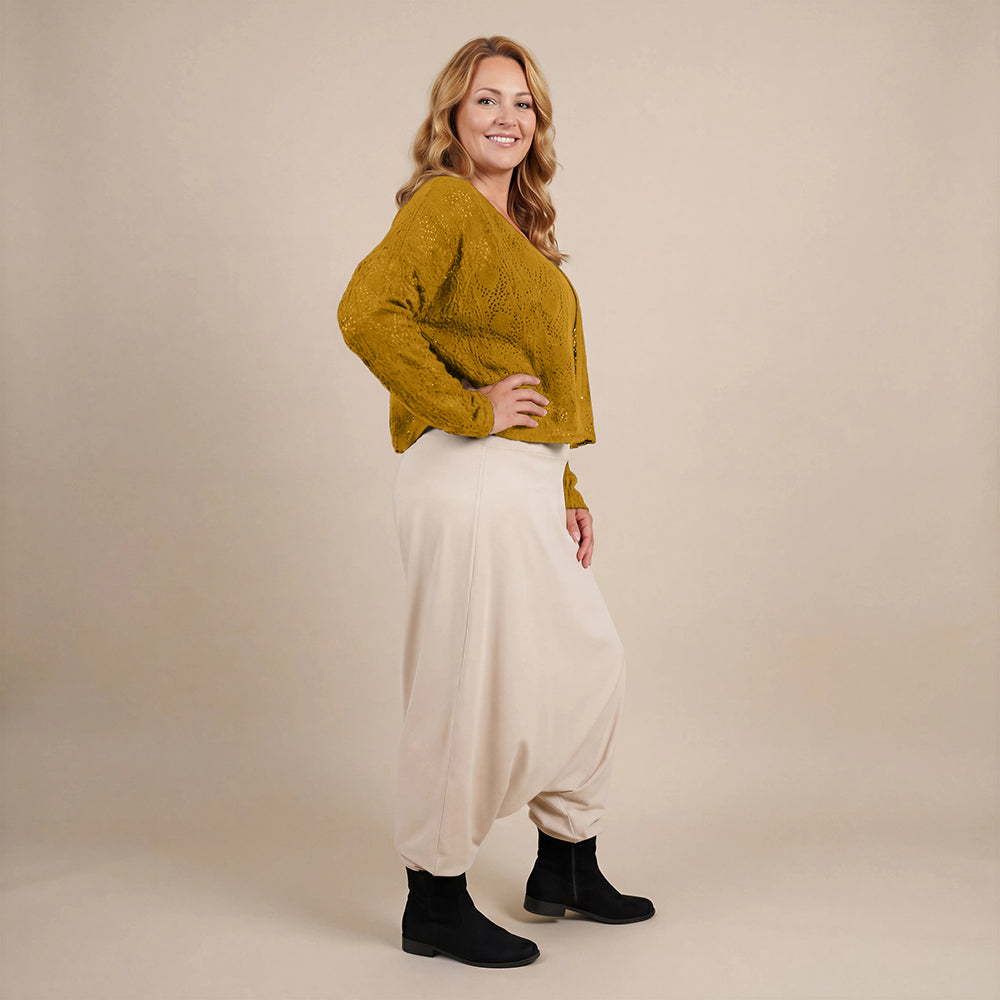 Harembroek katoen-stretch met bloemenprint – Boris Industries