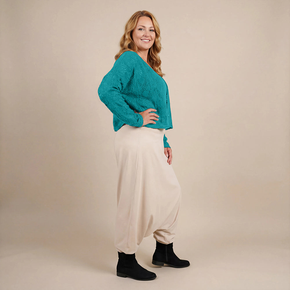 Harembroek katoen-stretch met bloemenprint – Boris Industries