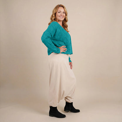 Harembroek katoen-stretch met bloemenprint – Boris Industries