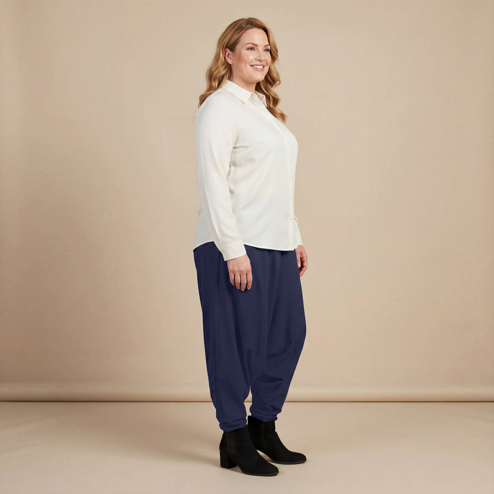 Harembroek in katoenmix met hoge tailleband | Boris Industries