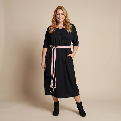 Boris Industries – Übergroßes T-Shirt-Kleid in Schwarz mit Tasche