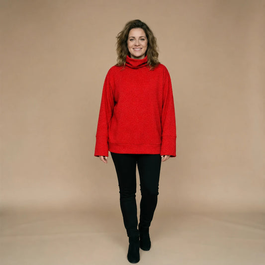 Boris Industries Maglione in Fleece Ampio con Collo Royale