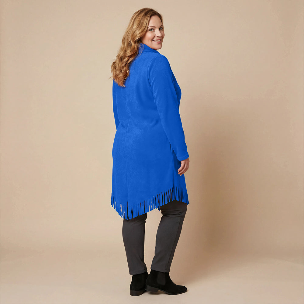 Boris Industries Long Poncho Pull avec Franges et Col