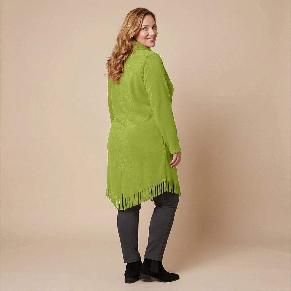 Boris Industries Long Poncho Pull avec Franges et Col