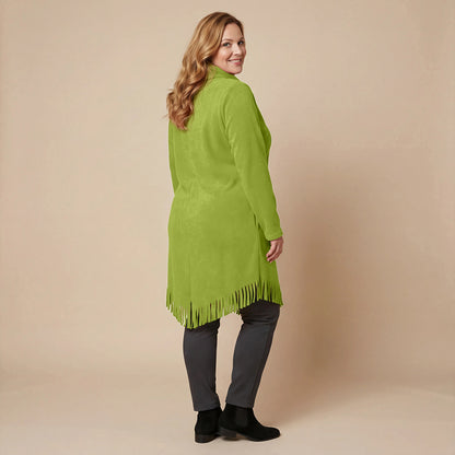 Boris Industries Long Poncho Pull avec Franges et Col