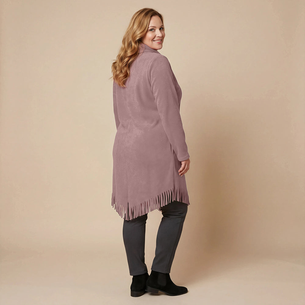 Boris Industries Long Poncho Pull avec Franges et Col