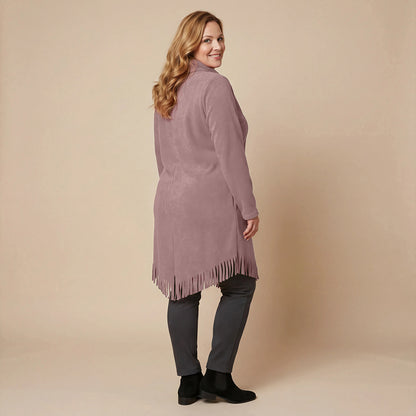 Boris Industries Long Poncho Pull avec Franges et Col