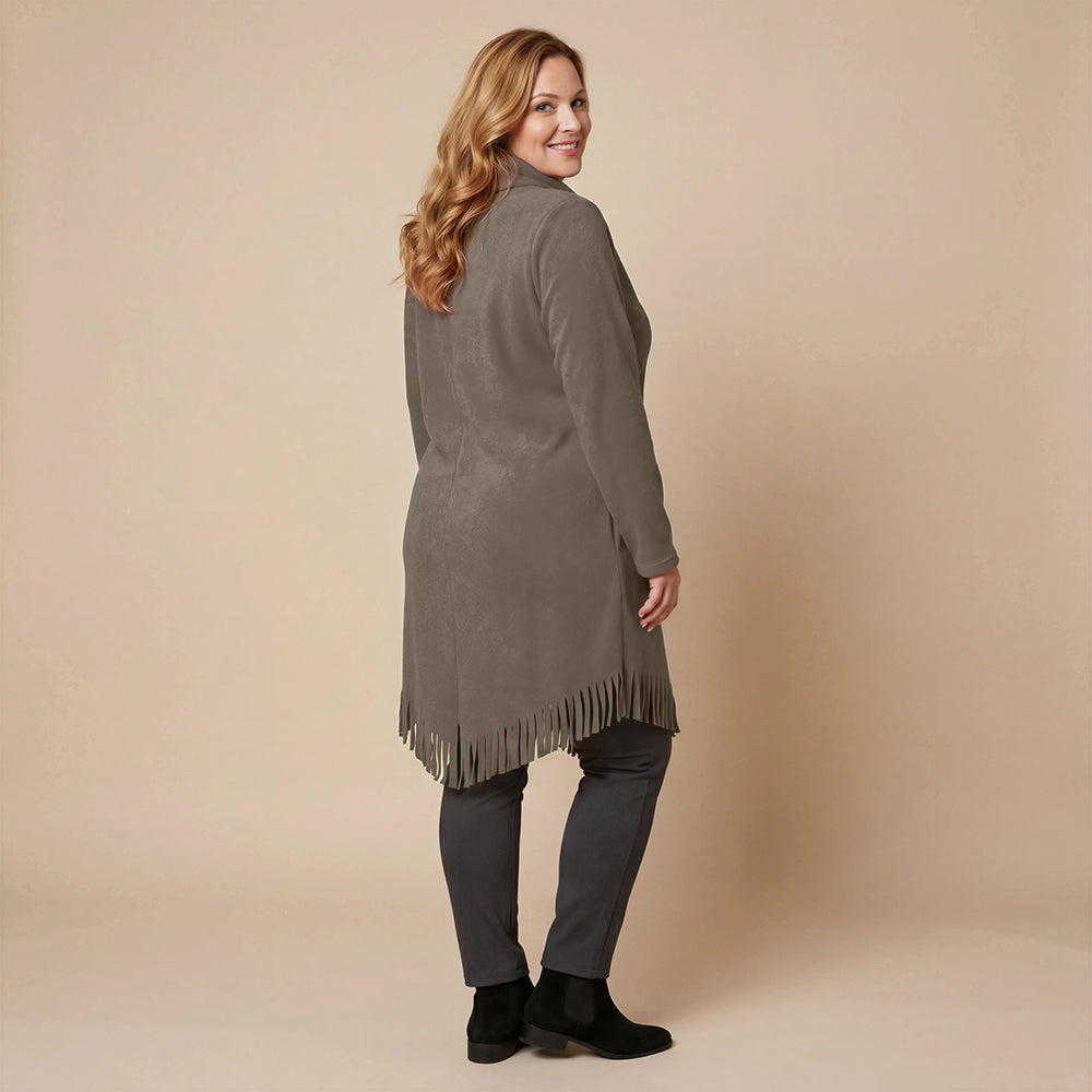 Boris Industries Long Poncho Pull avec Franges et Col