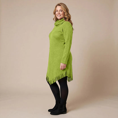 Boris Industries Long Poncho Pull avec Franges et Col