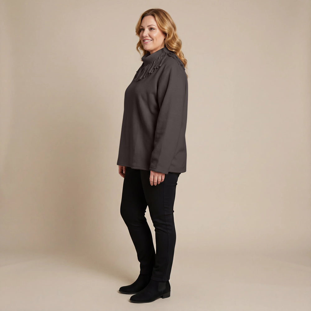 Boris Industries Pull Frange Col Polaire Mélangé