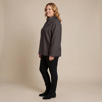 Boris Industries Pull Frange Col Polaire Mélangé