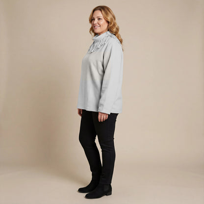 Boris Industries Pull Frange Col Polaire Mélangé