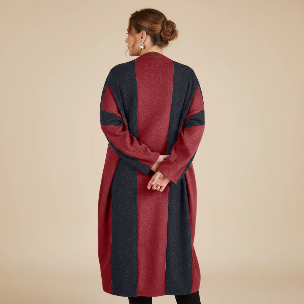 Langer Fleecepullover/-kleid mit Streifen, Einheitsgröße – Boris Industries