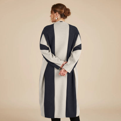 Langer Fleecepullover/-kleid mit Streifen, Einheitsgröße – Boris Industries