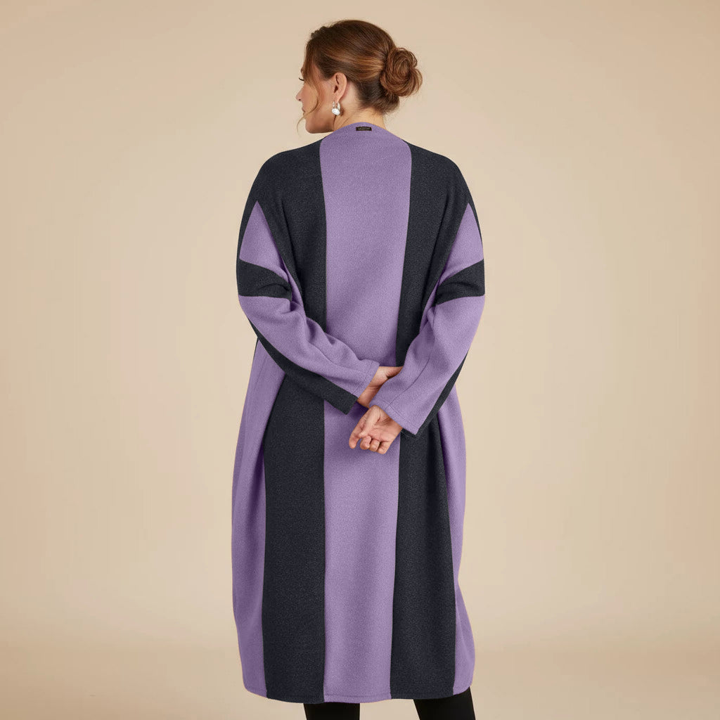 Langer Fleecepullover/-kleid mit Streifen, Einheitsgröße – Boris Industries