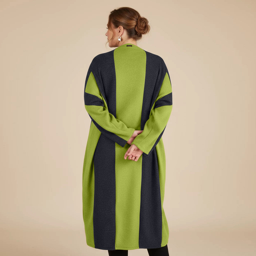 Langer Fleecepullover/-kleid mit Streifen, Einheitsgröße – Boris Industries
