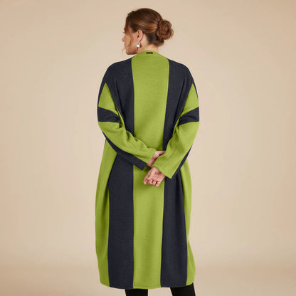 Langer Fleecepullover/-kleid mit Streifen, Einheitsgröße – Boris Industries