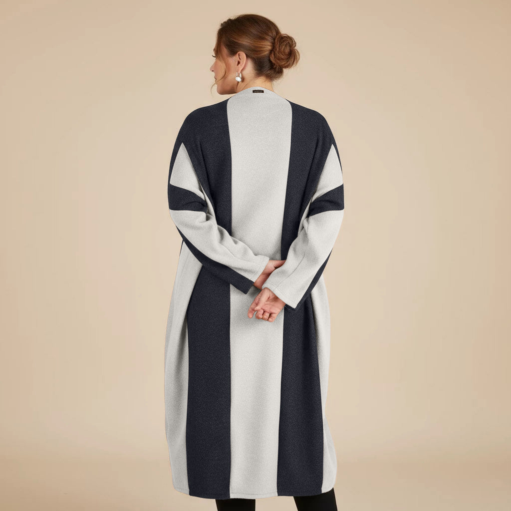 Langer Fleecepullover/-kleid mit Streifen, Einheitsgröße – Boris Industries
