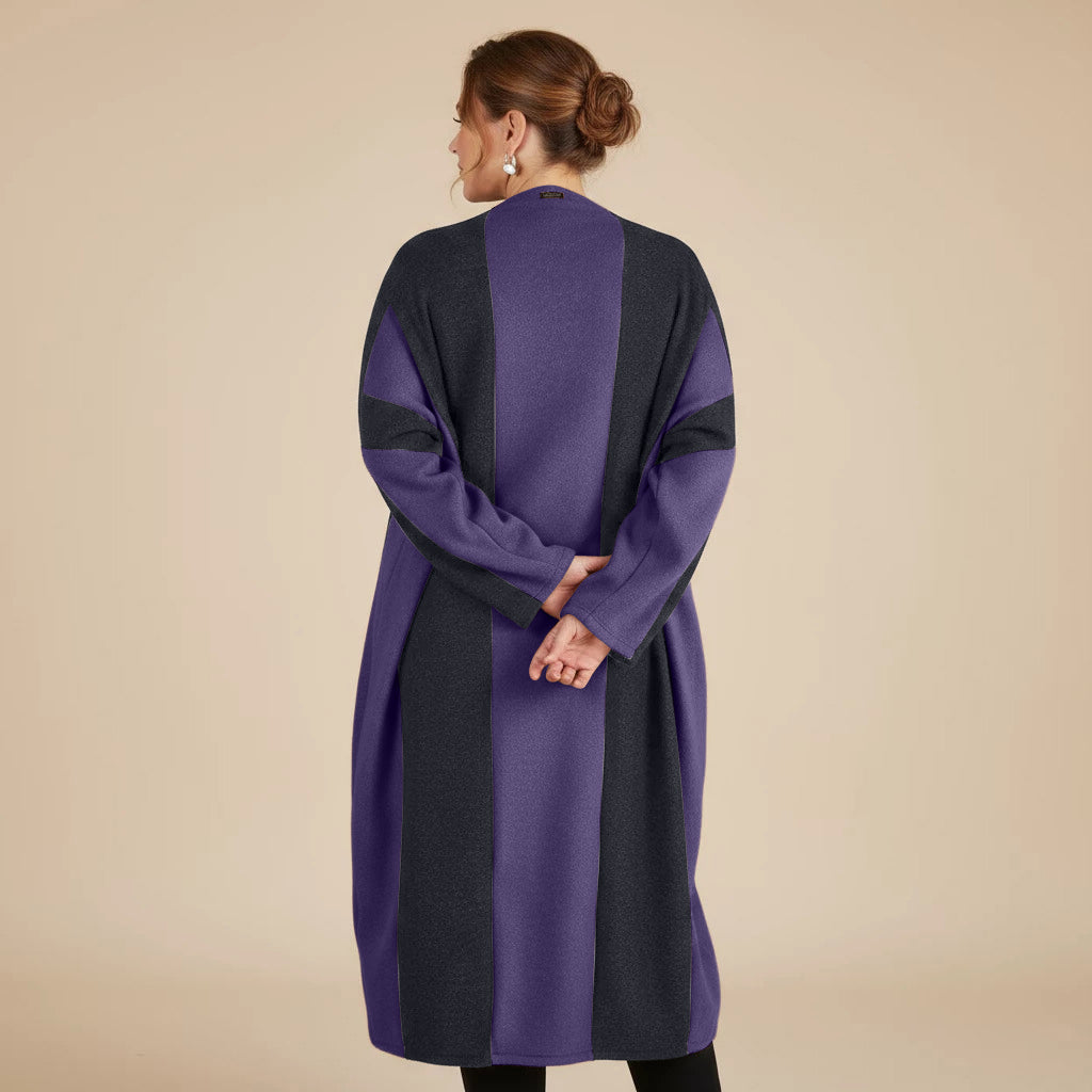 Langer Fleecepullover/-kleid mit Streifen, Einheitsgröße – Boris Industries