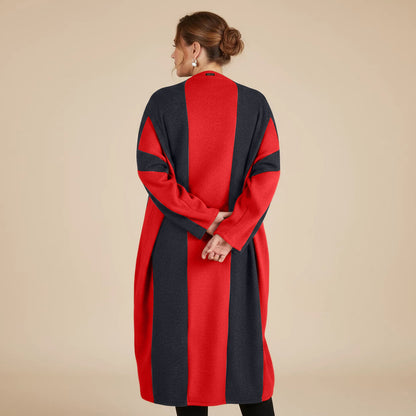 Langer Fleecepullover/-kleid mit Streifen, Einheitsgröße – Boris Industries
