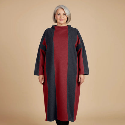 Langer Fleecepullover/-kleid mit Streifen, Einheitsgröße – Boris Industries