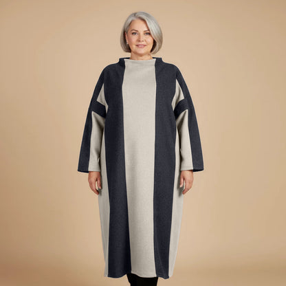 Langer Fleecepullover/-kleid mit Streifen, Einheitsgröße – Boris Industries