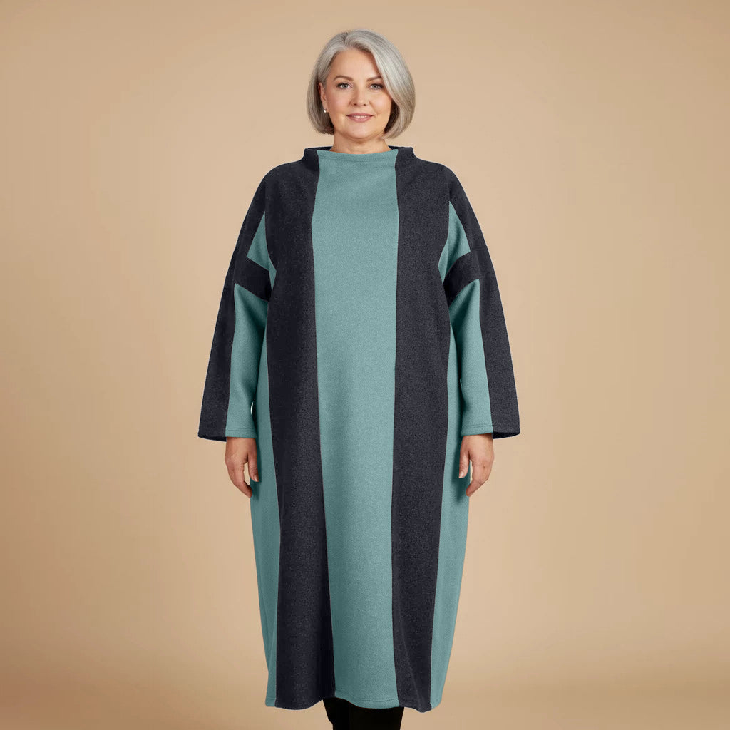 Langer Fleecepullover/-kleid mit Streifen, Einheitsgröße – Boris Industries