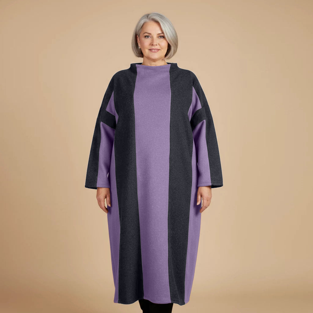 Langer Fleecepullover/-kleid mit Streifen, Einheitsgröße – Boris Industries