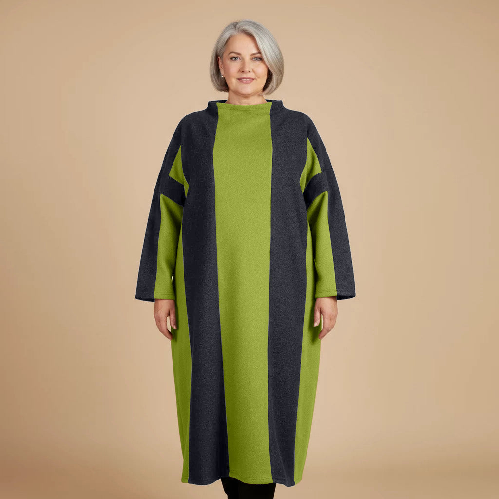 Langer Fleecepullover/-kleid mit Streifen, Einheitsgröße – Boris Industries