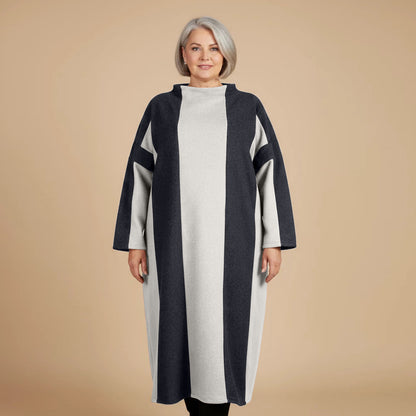 Langer Fleecepullover/-kleid mit Streifen, Einheitsgröße – Boris Industries