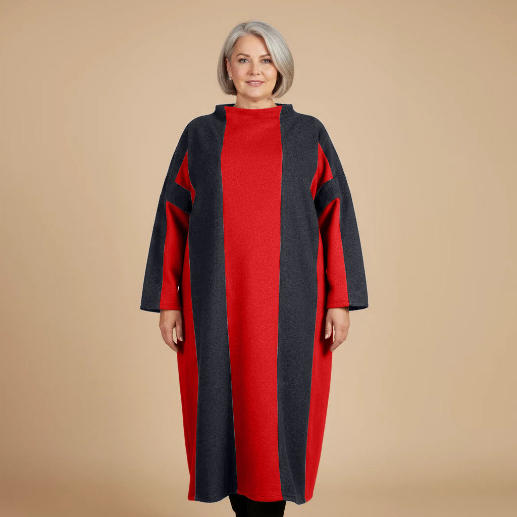 Langer Fleecepullover/-kleid mit Streifen, Einheitsgröße – Boris Industries