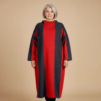 Langer Fleecepullover/-kleid mit Streifen, Einheitsgröße – Boris Industries