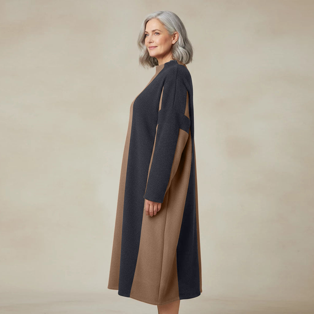 Langer Fleecepullover/-kleid mit Streifen, Einheitsgröße – Boris Industries