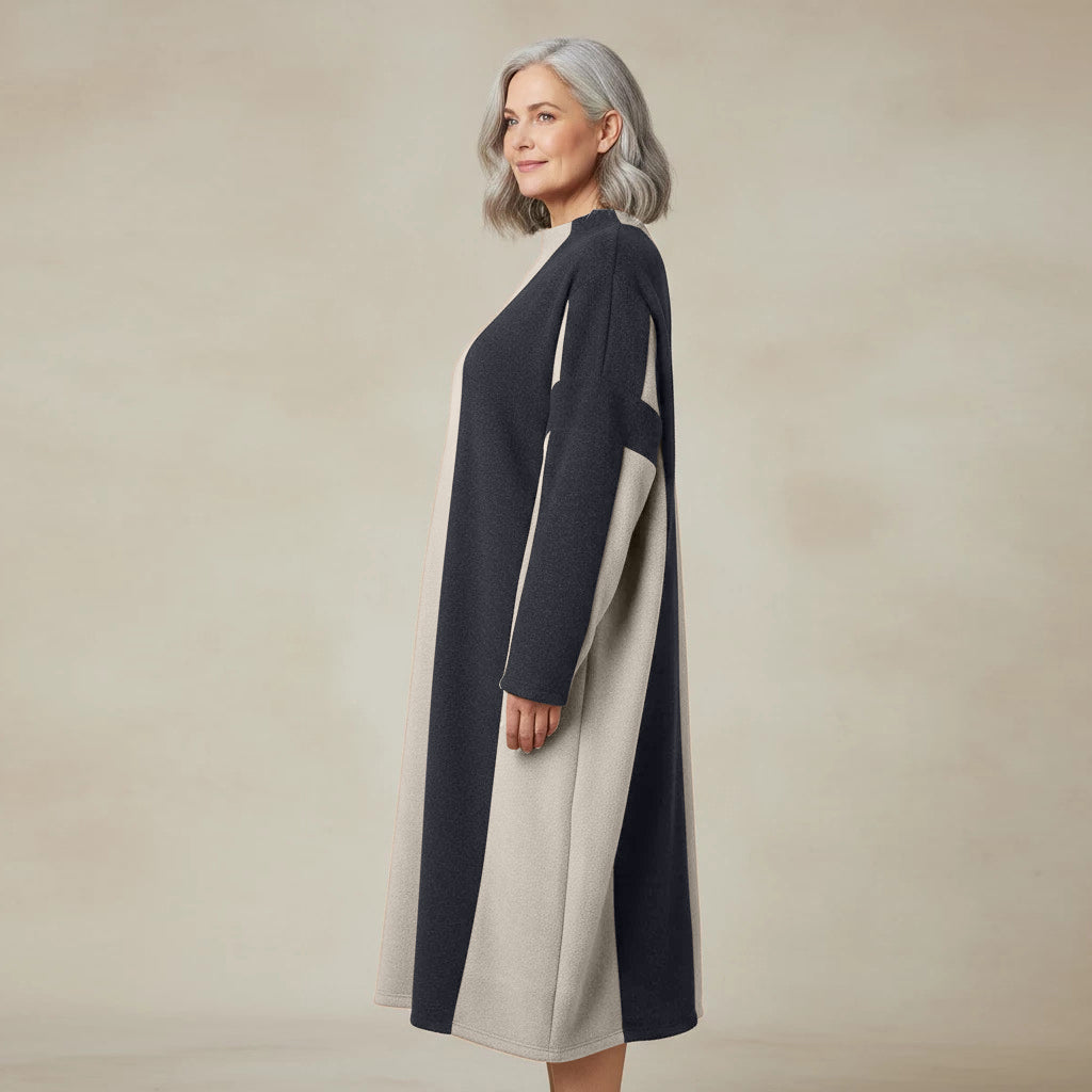 Langer Fleecepullover/-kleid mit Streifen, Einheitsgröße – Boris Industries