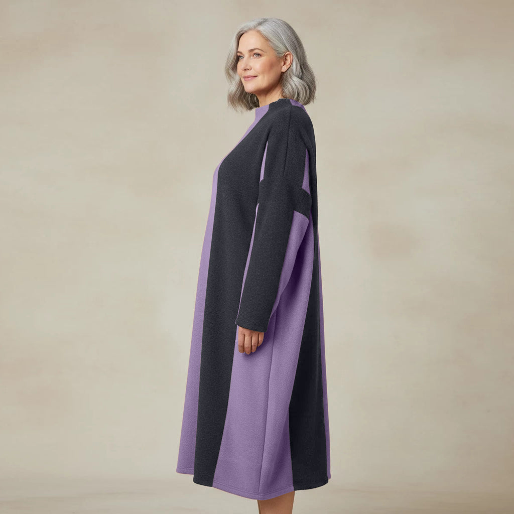 Langer Fleecepullover/-kleid mit Streifen, Einheitsgröße – Boris Industries