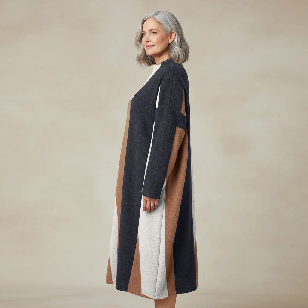 Langer Fleecepullover/-kleid mit Streifen, Einheitsgröße – Boris Industries