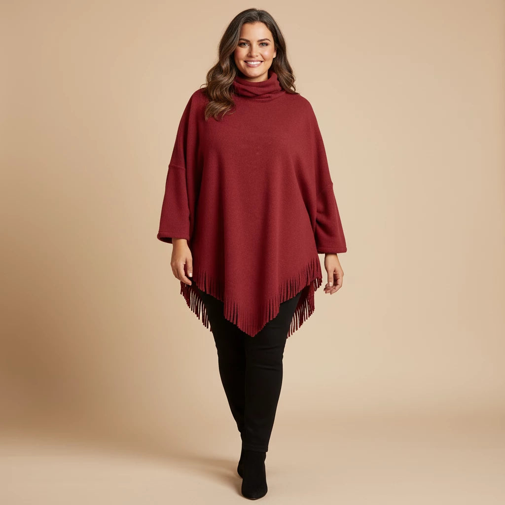 Poncho Trui Col Met Franjes Fleece One Size – Boris Industries