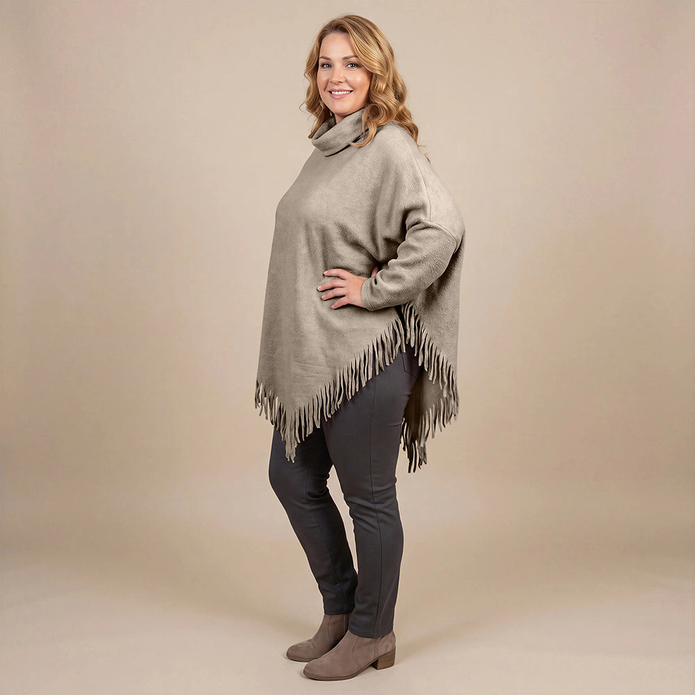 Boris Industries Poncho Pull avec Col et Franges