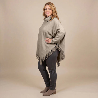 Boris Industries Poncho Pull avec Col et Franges