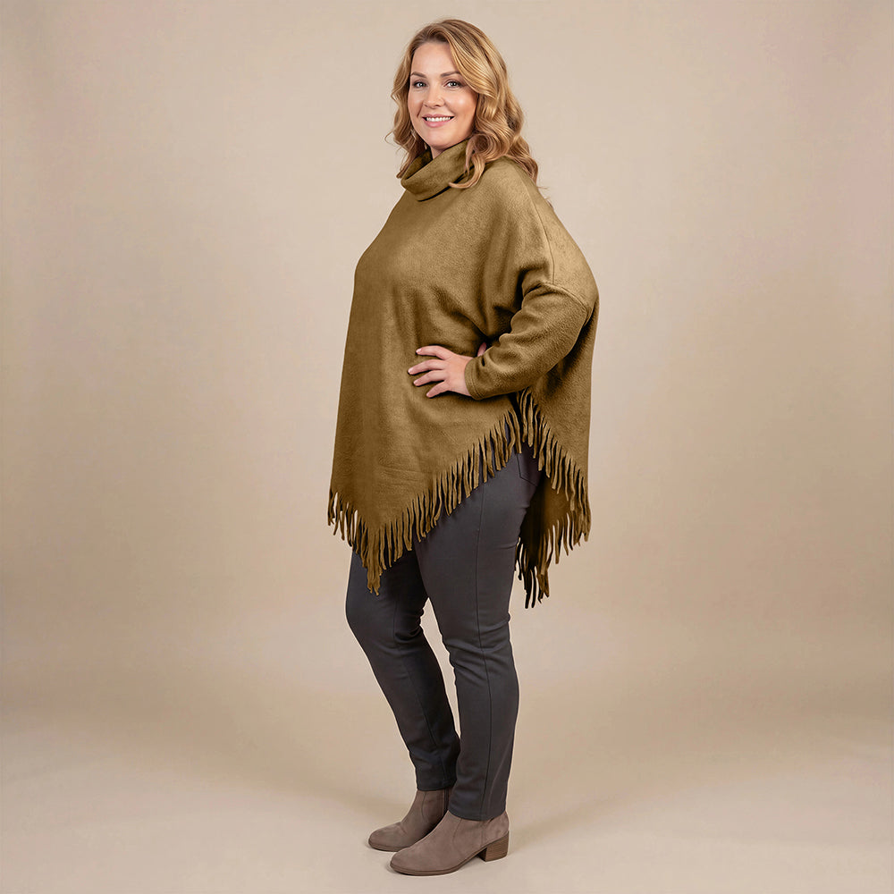 Boris Industries Poncho Pull avec Col et Franges