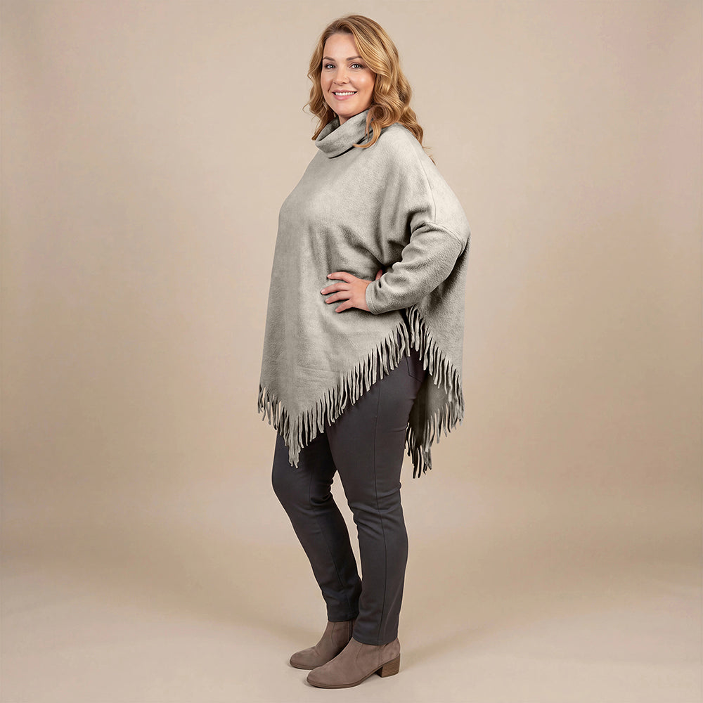 Boris Industries Poncho Pull avec Col et Franges